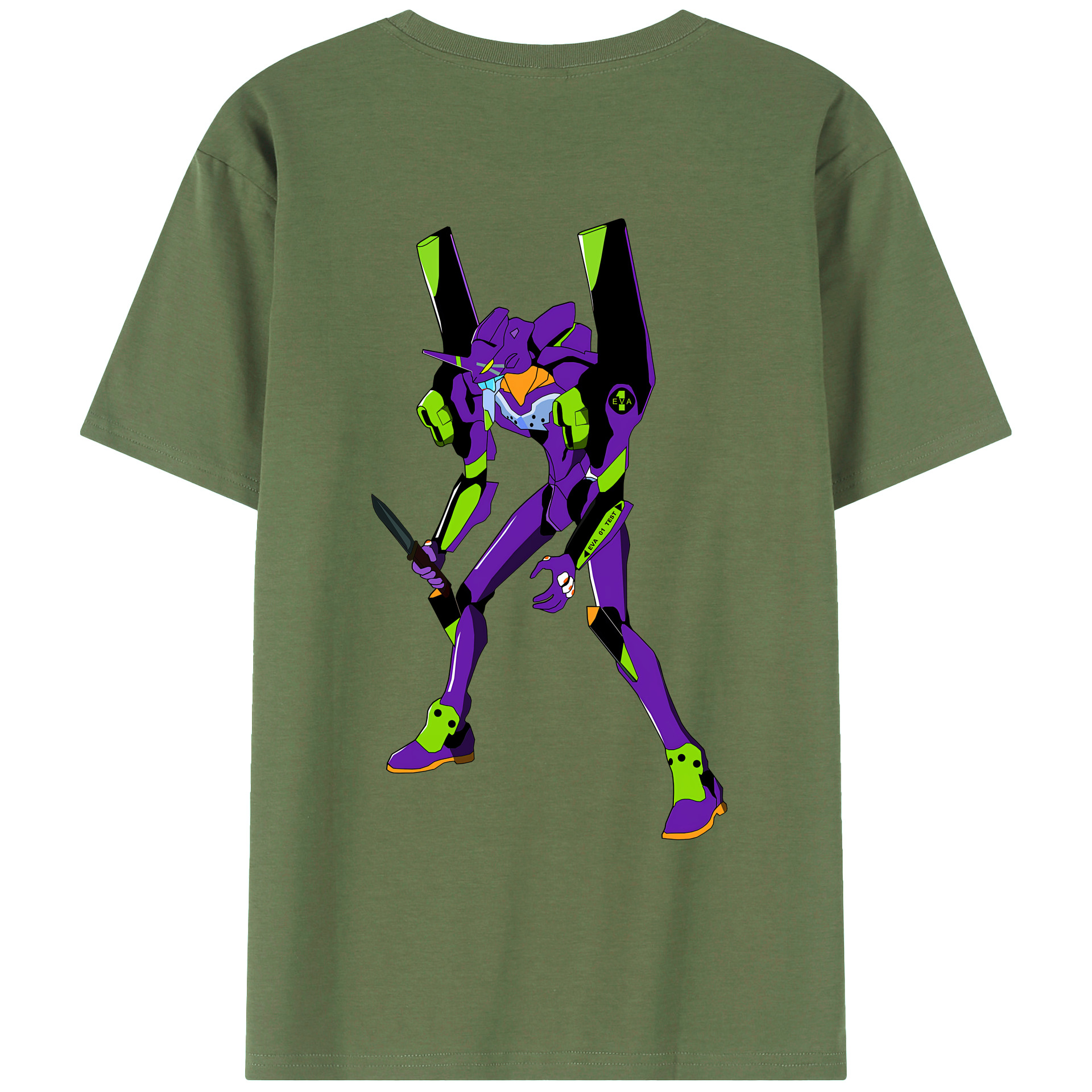 （画像用） EVA 新世紀エヴァンゲリオン 綿100％ メンズ半袖Tシャツ（バックプリント） 通気性